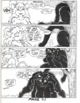 4_arms anthro big_breasts breasts female hanging_breasts huge_breasts multi_arm multi_limb nude size_difference tail text oscar_marcus domestic_cat felid feline felis mammal mouse murid murine rodent comic english_text hi_res monochrome