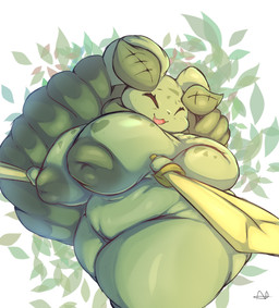 :3 anthro areola belly big_areola big_breasts biped breasts curvy_figure cute_fangs dual_wielding eyes_always_closed eyes_closed fangs female female_anthro front_view fusion glistening glistening_body glistening_breasts glistening_skin green_areola green_body green_ears green_nipples green_skin green_spots heart_(marking) heart_symbol holding_melee_weapon holding_object holding_sword holding_weapon huge_breasts huge_thighs inverted_nipples leaf leaf_ears markings mature_anthro mature_female melee_weapon monotone_body monotone_skin navel nipples nude open_:3 open_mouth open_smile overweight overweight_anthro overweight_female pattern_background plant pokemon_fusion pose simple_background smile solo spots spotted_body standing sword teeth thick_thighs three-quarter_view voluptuous weapon white_background wide_hips lightmizano fakemon nintendo pokemon bulpunny_(lightmizano) bulbasaur elemental_creature flora_fauna generation_1_pokemon generation_4_pokemon hybrid lagomorph lopunny mammal pokemon_(species) 2023 colored digital_media_(artwork) hi_res portrait shaded signature three-quarter_portrait