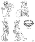 anthro clothing event eyewear glasses hat headgear headwear holidays male nude solo bad_guy_cafe christmas bat'_(batdusklycanroc3blr) lorian_(guardianlorian) ned_(anheledir) canid canine canis fox lagomorph leporid mammal rabbit wolf black_and_white censored hi_res monochrome