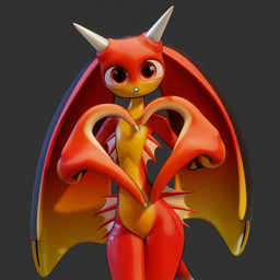 anthro big_hands biped chest_frill featureless_chest featureless_crotch female fin fin_frill flat_chested frill_(anatomy) hip_sway horn huge_ears huge_hands markings narrow_shoulders orange_body proboscis_(anatomy) red_body red_eyes scale_markings scales small_waist smile smiling_at_viewer solo wasp_waist mrlarions electronic_arts maxis_(ea) spore_(game) prima_(mrlarions) alien amphibian 1:1 2025 3d_(artwork) digital_media_(artwork) hi_res