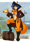 anthro blue_hair boots breasts clothed clothing female footwear hair high_heeled_boots high_heels markings melee_weapon mole_(marking) navel panties pirate shoes solo sword underwear weapon cherushi sly_cooper_(series) sony_corporation sony_interactive_entertainment sucker_punch_productions carmelita_fox canid canine fox mammal 2007