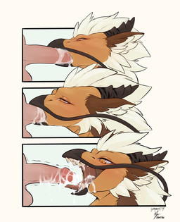 anthro balls beak bodily_fluids close-up cum cum_in_mouth cum_inside cum_on_penis duo erection fellatio female female_focus female_penetrated genital_fluids genitals glans group horn humanoid_genitalia humanoid_penis light_body light_skin male male/female male_penetrating male_penetrating_female mostly_offscreen_male narrowed_eyes open_beak open_mouth oral oral_penetration penetration penile penis sex side_view simple_background teeth toothed_beak trio white_background lofiflavors yogoat mythology eva_(ozawk) avian bird dragon eastern_dragon hybrid mythological_creature mythological_scalie scalie 2024 comic dated digital_media_(artwork) hi_res sequence signature