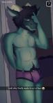 abs anthro beard biceps bulge camera_view clothed clothing facial_hair hair horn looking_at_viewer male mostly_nude muscular muscular_anthro muscular_male pecs pubes solo text tired underwear tiberius_creations mythology snapchat tiberius dragon lizard mythological_creature mythological_scalie reptile scalie 2018 digital_drawing_(artwork) digital_media_(artwork) english_text hi_res