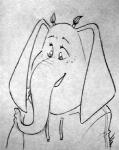 anthro clothing eyelashes female freckles hair hoodie smile solo topwear trunk ilonacho illumination_entertainment sing_(movie) meena_(sing) elephant elephantid mammal proboscidean black_and_white monochrome traditional_media_(artwork)