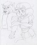 anthro bell bell_collar bottomwear breasts clothed clothing collar duo female fur hair jacket male open_mouth scar school_uniform shirt skirt topwear uniform danellz capcom darkstalkers mythology felicia_(darkstalkers) jon_talbain animal_humanoid canid canine canis cat_humanoid felid felid_humanoid feline feline_humanoid humanoid mammal mammal_humanoid mythological_canine mythological_creature werecanid werecanine werecreature werewolf wolf 2012 sketch traditional_media_(artwork)