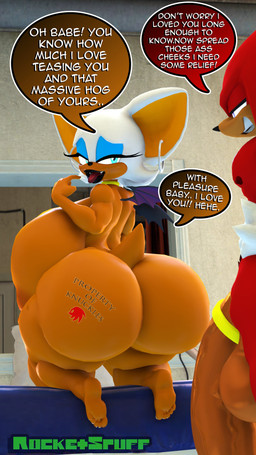 accessory anthro aroused aroused_smile balls big_balls big_breasts big_butt big_penis branded breasts butt butt_tattoo choker claws cock_ring dirty_talk duo ear_piercing ear_ring fangs female flaccid genitals gold_(metal) gold_choker gold_jewelry gold_necklace hand_on_hip hoop_ear_ring huge_balls huge_breasts huge_butt huge_penis hyper hyper_genitalia hyper_penis jewelry looking_back lustful_gaze male muscular muscular_male necklace open_mouth penis penis_accessory penis_jewelry piercing ring_piercing speech_bubble tattoo teeth text thick_thighs tongue tongue_out voluptuous_female rocketspuff kabalmystic_(modeler) sega sonic_the_hedgehog_(series) knuckles_the_echidna rouge_the_bat bat echidna mammal monotreme 3d_(artwork) 4k 9:16 absurd_res digital_media_(artwork) english_text hi_res