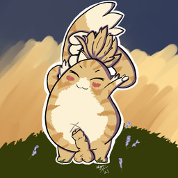 anthro balls blush bodily_fluids erection eyes_closed fur genital_fluids genitals grass male nude outdoor_nudity outside penis plant precum smile solo stretching watistaht xenoblade_(series) xenoblade_chronicles_2 tora_(xenoblade) nopon 1:1 2021 hi_res