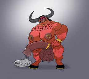 anthro balls big_balls big_muscles big_pecs big_penis bodily_fluids cigarette cock_vore condom condom_disposal cum cum_disposal cum_vore digestion facial_piercing filled_condom genital_fluids genitals hooves horn huge_balls huge_muscles huge_pecs huge_penis hyper hyper_genitalia hyper_muscles hyper_pecs hyper_penis male male_pred muscular nipple_piercing nipples nose_piercing nose_ring pecs penile penis piercing red_body ring_piercing sexual_barrier_device solo tattoo vein veiny_penis vore bigsmoulder bovid bovine cattle mammal hi_res