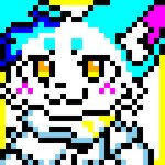1:1 ambiguous_gender anthro blue_hair blush bust_portrait digital_media_(artwork) hair low_res mornice pixel_(artwork) portrait solo thumbnail unknown_species white_body xiaoxiao yellow_eyes