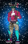 anthro antlers christmas_decorations christmas_lights clothing horn male solo sweater topwear aquapunkarts epic_games fortnite dolph_(fortnite) deer mammal new_world_deer reindeer hi_res watermark