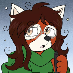 amber_eyes anthro artist brown_hair creeper_hoodie eyewear female glasses hair messy_hair simple_background solo stylus nori's_art microsoft minecraft mojang xbox_game_studios alice_(airkoryo) ailurid mammal red_panda 1:1 hi_res