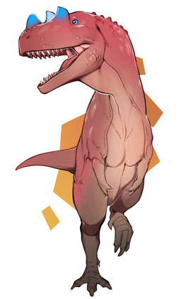 3_fingers 3_horns 4_toes abstract_background ambiguous_feral ambiguous_gender biped bipedal_feral blue_eyes blue_horn claws feet feral fingers front_view grey_body grey_claws grey_scales grey_scutes head_turned horn multi_horn multicolored_body multicolored_scales open_mouth pink_tongue pupils red_body red_scales red_tail scales scuted_feet scutes sharp_teeth snout solo tail tan_body tan_scales tapering_tail teeth toe_claws toes tongue walking combos-n-doodles ceratosaurid ceratosaurus dinosaur prehistoric_species reptile saurischian scalie theropod 2025 hi_res