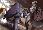 2018 anthro anthro_on_anthro anthro_penetrated anthro_penetrating anthro_penetrating_anthro balls bodily_fluids bound detailed_background digital_media_(artwork) dominant dominant_male dragon drakorax dripping duo dutch_angle erection feathered_wings feathers fellatio ferro_the_dragon genital_fluids genitals hand_on_head horn inside kneeling knot male male/male male_penetrated male_penetrating male_penetrating_male membrane_(anatomy) membranous_wings muscular muscular_anthro muscular_male mythological_creature mythological_scalie mythology oral oral_penetration penetration penile penile_penetration penis precum precum_drip scalie sex standing story story_in_description submissive submissive_male tail tail_tuft tuft twinkle-sez wings