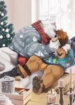 anthro arm_around_shoulders barazoku barefoot bulge christmas_clothing christmas_sweater christmas_topwear christmas_tree clothed clothing cuddling detailed_background duo eggnog eye_patch eyewear feet feet_up head_grab holidays hug inside kemono kissing larger_male male male/male overweight overweight_male pantsless plant romantic romantic_couple scarf sitting size_difference smaller_male sweater topwear tree underwear st.boogie christmas epic_games fortnite polar_patroller ross_(rossciaco) bear mammal polar_bear ursine 2022 hi_res