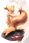 anthro anus big_breasts blush breasts butt female fur genitals inner_ear_fluff looking_at_viewer nude pussy shy simple_background solo tail tuft yellow_body yellow_fur cocicka conditional_dnp nintendo pokemon braixen canid canine generation_6_pokemon mammal pokemon_(species) hi_res shaded