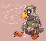 2013 accipitrid accipitriform animal_crossing anthro avery_(animal_crossing) avian bird black-chested_buzzard-eagle blush bodily_fluids cum cum_on_face dialogue eagle english_text erection feathers genital_fluids genitals green_body green_feathers isil male nintendo nude penis solo tapering_penis text
