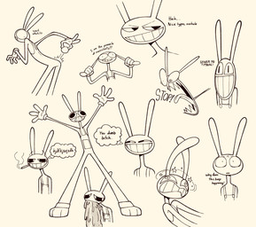 4_fingers angry anthro asking asking_why bodily_fluids clothed clothed_anthro clothed_male clothing confusion cotton_tail detachable_tail dialogue dizzy drugs ear_pull emanata fingers gloves handwear inner_monologue interjection male male_anthro marijuana marijuana_blunt overalls profanity sharp_teeth slim_anthro slim_male smoking smoking_marijuana smug solo star teeth text thinking thought_bubble tongue vomit vomiting yelling gooseworx glitch_productions the_amazing_digital_circus jax_(tadc) lagomorph leporid mammal rabbit 2023 digital_drawing_(artwork) digital_media_(artwork) english_text hi_res line_art multiple_images sketch_page