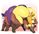 anthro ass_to_ass ass_up between_butts big_breasts big_butt breasts butt butt_smother clothing duo female female/female footwear fur high_heels huge_breasts huge_butt huge_hips huge_thighs hyper hyper_butt hyper_hips hyper_thighs purple_body purple_fur shoes smothering text thick_thighs thigh_pads wide_hips yellow_body yellow_fur trinity-fate62 animal_crossing doom_(series) id_software microsoft nintendo isabelle_(animal_crossing) mabel_able canid canine canis domestic_dog eulipotyphlan hedgehog mammal shih_tzu toy_dog absurd_res hi_res translated