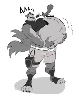 anthro belly big_belly bloated bulge feeding feral food huge_belly male musclegut muscular open_mouth size_difference stuffing tongue tongue_out 13uckaroo epic_games fortnite wendell_(fortnite) canid canine canis mammal rodent sciurid tree_squirrel wolf hi_res