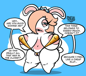 annoyed anthro areola areola_slip asking asking_another bangs big_areola bikini black_eyebrows blue_background blue_eyes blush body_blush clothed clothed_anthro clothed_female clothing crown curvy_figure dialogue ears_down eye_through_hair eyebrow_through_hair eyebrows eyelashes eyelashes_through_hair featureless_legs female female_anthro fist frown frowning_at_viewer fur gem genitals gold_bikini hair hair_over_eye hand_on_hip hand_on_own_hip headgear huge_thighs humanoid_genitalia humanoid_vulva light long_ears long_hair looking_at_viewer mismatched_genitalia mismatched_humanoid_vulva mismatched_vulva mitten_hands name_drop name_in_dialogue narrowed_eyes navel nipple_outline noseless one-piece_swimsuit open_frown open_mouth pivoted_ears puffy_areola question question_mark ruby_(gem) sapphire_(gem) simple_background sling_bikini solo speech_bubble squint standing swimwear talking_to_viewer tan_areola tan_body tan_eyelids tan_inner_ear tan_skin teeth text thick_thighs tooth_gap translucent translucent_hair two-piece_swimsuit vulva vulva_blush white_body white_fur wince jaleczu mario_bros mario_plus_rabbids_sparks_of_hope nintendo raving_rabbids rayman_(series) ubisoft rabbid_rosalina lagomorph mammal rabbid 2026 artist_name colored crossover digital_drawing_(artwork) digital_media_(artwork) english_description english_text full-length_portrait hi_res lighting portrait