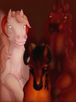 female feral group hooves horn male ohfeel!a trio kattbutik astaroth_(ohfeel!a) lilith_(ohfeel!a) lucifer_(ohfeel!a) demon equid equine horse mammal 3:4 hi_res portrait