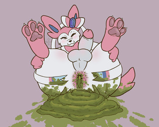 anus balls blue_inner_ear_fluff blush bow_(anatomy) brown_background brown_pawpads butt claws diarrhea dirty_anus eyes_closed feces feces_drip feces_on_anus feces_on_body feces_on_butt feces_on_ground feces_on_tail feces_pile feces_smear feral fur genitals hand_on_butt hand_on_own_butt humanoid_genitalia humanoid_genitalia_on_feral humanoid_penis humanoid_penis_on_feral inner_ear_fluff legs_up lying male on_back pawpads penis perineum pink_body pink_fur pooping pooping_on_floor ribbons_(anatomy) scatplay simple_background smile solo tail toe_claws tuft white_body white_fur yoorik nintendo pokemon eeveelution generation_6_pokemon pokemon_(species) sylveon 2023 5:4 dated signature trans_(lore) trans_woman_(lore)