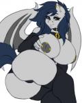 alternative_fashion anthro big_breasts breasts clothed clothing collar female goth huge_breasts inverted_nipples looking_at_viewer makeup mascara nipple_piercing nipples piercing slightly_chubby smile solo missmixi hasbro my_little_pony bat_pony equid mammal 4:5 absurd_res hi_res