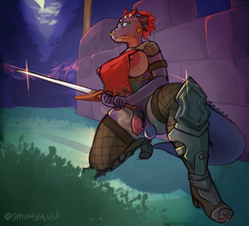 animal_genitalia animal_penis anthro areola armor balls bodily_fluids breasts clothed clothing equine_genitalia equine_penis flaccid genitals gynomorph horn intersex melee_weapon musk nipple_slip nipples outside penis piercing scales solo sweat sweaty_balls sweaty_genitalia sweaty_penis sword weapon smuttysquid bethesda_game_studios microsoft skyrim the_elder_scrolls akihota_frost-skin_(character) argonian reptile scalie digital_media_(artwork) hi_res
