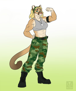 abs anthro belt blonde_hair boots breasts camo clothing cougar dog_tags elvira_(dhalo) feline female flexing fur gradient_background green_eyes grin hair hair_band mammal military muscles muscular_female pants pinup pose smirk solo sports_bra vallhund
Rating: Safe
Score: 15
User: JayDarkfury
Date: February 06, 2015 abs anthro belt blonde_hair boots breasts camo clothing cougar dog_tags elvira_(dhalo) feline female flexing fur gradient_background green_eyes grin hair hair_band mammal military muscles muscular_female pants pinup pose smirk solo sports_bra vallhund
Rating: Safe
Score: 15
User: JayDarkfury
Date: February 06, 2015