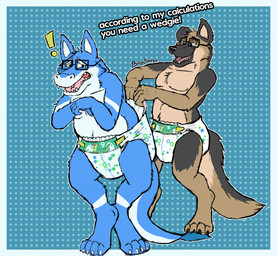 abdl ageplay anthro belly big_belly black_body black_fur blue_body blue_fur brown_body brown_fur bullying clothed clothing diaper dotted_background duo eyewear fangs floppy_ears front_view fur glasses infantilism male male_anthro narrowed_eyes open_mouth open_smile pattern_background pattern_diaper rectangular_glasses roleplay simple_background smile standing tail tail_tuft tan_body tan_fur teeth topless tuft wearing_diaper wedgie wetness_indicator white_body white_diaper white_fur blepishepi mythology canid canine canis domestic_dog dragon furred_dragon furred_scalie german_shepherd herding_dog mammal mythological_creature mythological_scalie pastoral_dog scalie hi_res