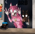 absurd_res aethermuse anthro big_breasts blu-ray breasts cleavage_cutout cool_cat cool_cat_(series) cutout duo female hi_res humor male meme moon olivia_(oliviamancer) stare trans_(lore) trans_woman_(lore) your_movie_sucks