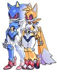 2_tails blade_tail blue_body duo handle machine multi_tail red_eyes silver_body standing tail white_body yellow_body sparkydb sega sonic_the_hedgehog_(series) metal_sonic metal_tails badnik robot absurd_res hi_res