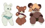 anthro breasts bulge clothing female group gynomorph intersex male simple_background trio koki bear mammal 2015