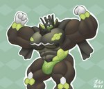 biceps big_biceps big_muscles big_pecs bulge flexing flexing_bicep flexing_both_biceps huge_muscles male muscular nipples pecs solo kalt-jn nintendo pokemon generation_7_pokemon humanoid legendary_pokemon pokemon_(species) zygarde zygarde_complete_forme absurd_res hi_res