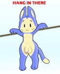 anthro balls blue_body femboy flaccid foreskin genitals hanging_by_arms humanoid_genitalia humanoid_penis male navel nipples nude partially_retracted_foreskin penis slim solo wide_hips brotha's dragon_ball hang_in_there puar_(dragon_ball) domestic_cat felid feline felis mammal absurd_res hi_res