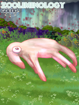 ambiguous_gender black_text bodily_fluids feral flower gloves_(marking) grass green_flower green_grass green_moss lying markings moss on_side pink_markings pink_nose plant rock solo tan_body tears text white_text ninebaalart the_backrooms zooliminology_project golbo_(zooliminology) 2025 3:4 absurd_res colored english_description hi_res