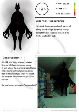 anthro big_breasts black_body breasts creepy creepy_face description female huge_breasts liminal_spaces long_fingers looking_at_viewer mall solo text thick_thighs 4ears_5eyes girls_foundation grl-769 monster shadow_creature 2026 absurd_res english_text hi_res model_sheet