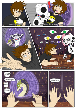 3_toes accessory black_claws black_clothing black_nose black_pawpads black_shirt black_spots black_topwear blue_eyes brown_eyes brown_hair claws clothing collar demon_eyes dialogue fangs feet female feral floppy_ears flower_head_accessory fur furgonomics hair jewelry looking_away male multi_eye multicolored_body multicolored_fur multiple_collars pawpads portal purple_eyes raised_finger reaching_out ring shadowed_eyes shirt spots tail tail_accessory tail_jewelry tail_ring talking_feral teeth text toes topwear white_body white_fur osu_a_karu_kun 101_dalmatian_street 101_dalmatians disney dreamworks kung_fu_panda the_succubus_hunt dolly_(101_dalmatians) elise_(the_succubus_hunt) leader_(the_succubus_hunt) master_viper canid canine canis dalmatian domestic_dog human mammal reptile scalie snake viper absurd_res comic english_text hi_res