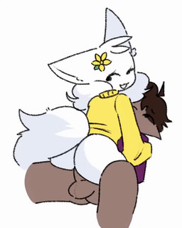 accessory ahoge anthro anthro_on_top anthro_penetrated balls biped black_blush black_eyebrows black_eyes blush bodily_fluids bottomless bottomless_female bottomless_humanoid bottomless_male brown_hair butt clothed clothing cum cum_from_vagina cum_in_vagina cum_inside duo erection eyebrows eyes_closed female female_on_top female_penetrated flower flower_in_hair fur genital_fluids genitals hair hair_accessory humanoid_on_anthro humanoid_penetrating humanoid_penetrating_anthro humanoid_penetrating_female leaking_cum long_hair male male/female male_penetrating male_penetrating_female on_top open_mouth open_smile orgasm penetration penile penile_penetration penis penis_in_vagina plant purple_clothing purple_topwear sex short_hair simple_background smile tail topwear vaginal vaginal_penetration vulva white_background white_body white_butt white_ears white_fur white_tail yellow_clothing yellow_topwear eclipsemoon sound_warning misuzugon_(va) opennsfwsp_(sfx) opennsfwsp_(va) softkazu_(va) sunny_(eclipsemoon) ambiguous_species demon demon_humanoid humanoid 4:5 animated short_playtime sound video voice_acted