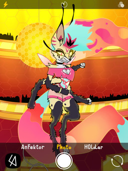 4_fingers angry anthro arm_tuft background_crowd blue_hair bracelet camera_hud camera_overlay camera_view clothed clothed_anthro clothed_female clothing crowd_watching detailed_background disco_ball female fingers fully_clothed fur glowing glowing_eyes gold_(metal) gold_bracelet gold_jewelry hair jewelry lava_lamp_body multi_arm multi_limb pink_clothing pink_topwear solo tail topwear tuft wings yellow_body anfektor hellaverse helluva_boss mythology queen_bee-lzebub_(helluva_boss) arthropod bee canid canine fox hybrid hymenopteran insect mammal mythological_creature 2024 3:4 absurd_res hi_res