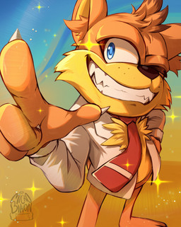 anthro barefoot black_nose blazer blue_eyes bottomless brown_ears brown_hair brown_tail chest_tuft claws clothed clothing featureless_crotch feet finger_claws fur gesture hair hand_gesture hand_on_hip hand_on_own_hip male multicolored_body multicolored_ears multicolored_fur multicolored_hair multicolored_necktie necktie one_eye_closed orange_body orange_ears orange_fur orange_hair orange_tail orange_tuft paws pointing pose red_necktie smile solo sparkles tail teeth three-quarter_view toes topwear tuft two_tone_body two_tone_ears two_tone_fur two_tone_hair two_tone_necktie two_tone_tail white_claws white_clothing white_necktie white_topwear microbihon bubsy_(series) bubsy_4d bubsy_bobcat bobcat felid feline lynx mammal 2025 absurd_res digital_media_(artwork) hi_res signature