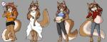 anthro belly big_belly blush breasts brown_body brown_eyes brown_fur brown_hair clothed clothing dress early_pregnancy eyewear female fur glasses hair hand_on_belly happy long_hair looking_at_viewer multiple_poses pose pregnancy_progression pregnancy_test pregnant progression solo surprised_expression wedding_dress cutedeer xanderblaze canid canine canis fox hybrid mammal wolf absurd_res hi_res