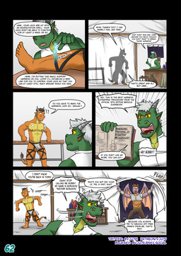 2_horns 5_panel_comic anthro armor bandage bandage_on_chest bandaged_arm black_hair book bottomwear bracers breastplate bulge chair clothed clothing counter dialogue doctor furniture green_body grey_clothing grey_underwear group hair happy healing holding_book holding_object horn inside inside_tent leg_harness magic male membrane_(anatomy) membranous_wings night nipples on_chair open_book orange_body orange_hair page_number pants pecs purple_body red_eyes shadow silhouette sitting sitting_on_chair sky speech_bubble spread_arms star starry_sky tail tail_tuft tent text trio tuft underwear underwear_only white_clothing white_hair wings yellow_sclera vju79 mythology bob_(vju79) ted_(vju79) dragon mythological_creature mythological_scalie scalie wingless_dragon comic english_text hi_res multiple_scenes url