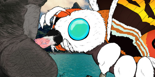 6_legs animal_genitalia animal_penis antennae_(anatomy) anthro anthro_on_feral anthro_penetrating anthro_penetrating_feral bestiality blue_eyes duo female feral feral_penetrated fur genitals insect_wings male male/female multi_limb oral oral_penetration penetration penis scales sex wings artemthehalf godzilla_(series) mothra_(series) toho godzilla mothra arthropod insect kaiju lepidopteran monster moth reptile scalie
