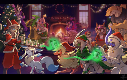 ambiguous_gender anthro beverage candy chocolate christmas_clothing christmas_headwear christmas_tree clothing container cozy cup dessert feral fireplace food gift group hat headgear headwear holidays hot_chocolate magic male mug plant santa_hat tree wreath tenebscuro christmas nintendo pokemon almara_(los) avery_novastar dharka-lynne_(maelstrom) hyakki_yako kung_ju may_the_flareon_(maydnight) pom_(emi) ryu_the_sceptile ryu_the_sceptile_(ryu_r4c3r) sabirah_(poisonebony666) vile_fang_(anormaldog) white_claw_(kerasol7) absol canid canine canis eeveelution generation_1_pokemon generation_3_pokemon generation_4_pokemon generation_8_pokemon glaceon hisuian_form hisuian_typhlosion lizard mammal ninetales pokemon_(species) procyonid raccoon regional_form_(pokemon) reptile scalie sceptile wolf hi_res