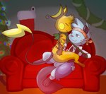 christmas_stocking holidays leash male male/male screamoshaymin christmas nintendo pokemon zarro_(zarro_the_raichu) dewott generation_1_pokemon generation_5_pokemon pokemon_(species) raichu hi_res