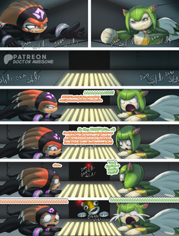 accessory air_ducts air_vent anthro anthrofied bodysuit caught_off_guard clothing crawling female headband hiding panicking plant plushie scared skinsuit sneaking spying stealth text tight_clothing doctor_awesome creepypasta sega sonic_chronicles:_the_dark_brotherhood sonic_the_hedgehog_(series) sonic_x cosmo_the_seedrian shade_the_echidna tails_doll animate_inanimate echidna elemental_creature flora_fauna living_plushie mammal monotreme plantgirl seedrian absurd_res comic english_text hi_res