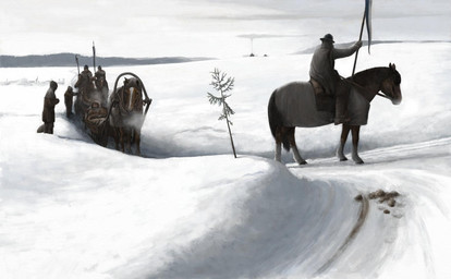 biped feral group medieval quadruped realistic realistic_feral snow winter renum63 equid equine horse human mammal 2015 artrage_(artwork) detailed digital_media_(artwork)