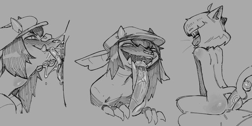 anthro bangs deep_throat disembodied_penis duo erection fangs fellatio female female_penetrated genitals hot_dogging humanoid_genitalia humanoid_penis licking long_tongue male male/female male_penetrating male_penetrating_female oral oral_penetration penetration penile penis penis_lick penis_on_tongue sex skinny_anthro skinny_female smile teeth tongue tongue_out tongue_out_fellatio whiskers beamerbruh deadlock_(game) lackadaisy valve ivy_(deadlock) ivy_pepper domestic_cat felid feline felis gargoyle mammal absurd_res crossover hi_res monochrome