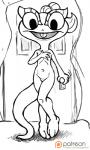 adolescent anthro door female navel nude patreon_logo public public_nudity solo text vivarium website_logo young zoo_(facility) smudge_proof dreamworks patreon lizzie_green_(dreamworks) lizard reptile scalie greyscale hi_res monochrome url